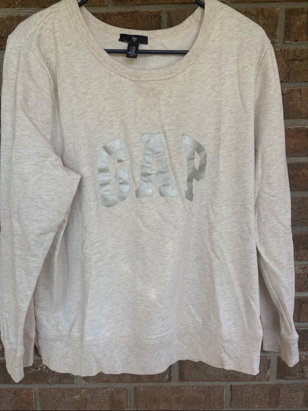GAP Cream Sweatshirt with Silver Foil Logo